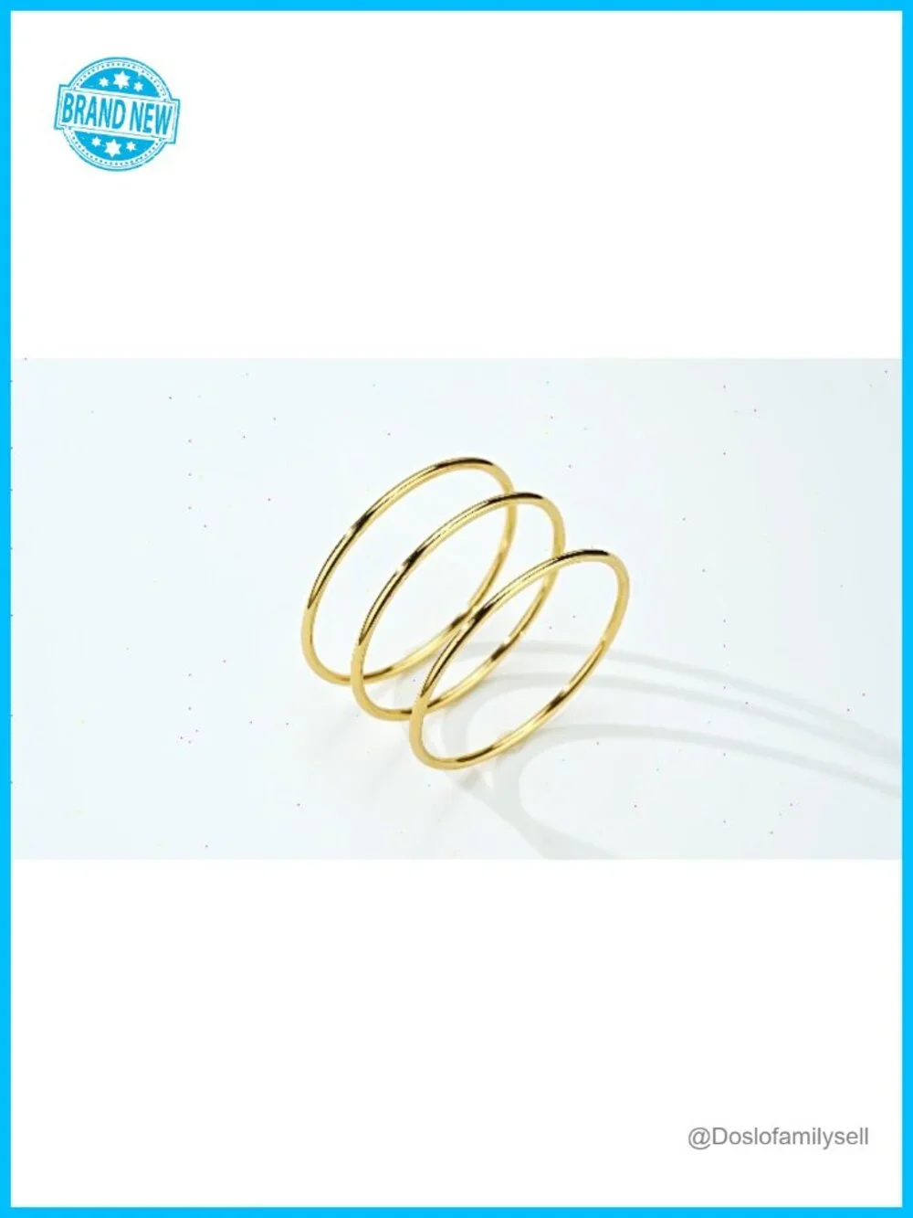 18K Gold Plated Stainless Steel Stackable Thin Round Bangles Set of 3